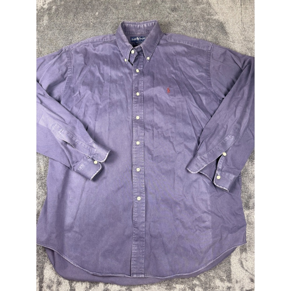 Ralph Lauren Mens XL Purple Cotton Twill Long Sleeve Button Down Pony Logo Shirt